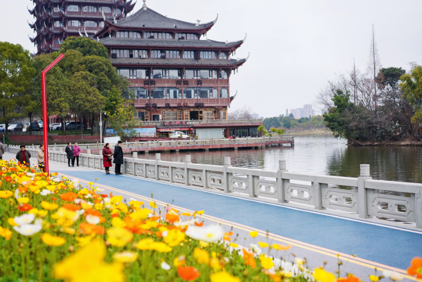 东坡步道上,市民正在散步。 东坡步道上,市民正在散步。